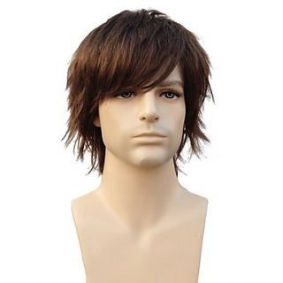 Capless High Quality Synthetic Short Straight Dark Brown ManS Wigs