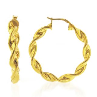 14K Gold over Bronze Twist Hoop Earrings, Womens