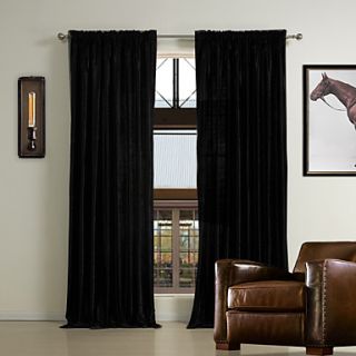 (Two Panels Rod Pocket Top) Traditional Velvet Solid Lined Curtain