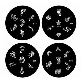 4PCS Nail Art Stamp Stamping Image Template Plate B Series(NO.33 36)