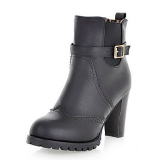 Faux Leather Chunky Heel Motorcycle Boots Oxfords/Ankle Boots(More Colors)