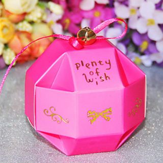 Chinese Paper Lantern Shaped Candy Box With Ribbon and Bell   Set of 12 (More Colors)