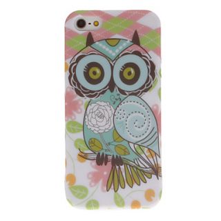 Cartoon Style Owl and Grid Pattern TPU Case for iPhone 5/5S