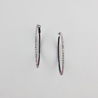Large Rhinestone Hoop Earrings Black One Size For Women 227190100