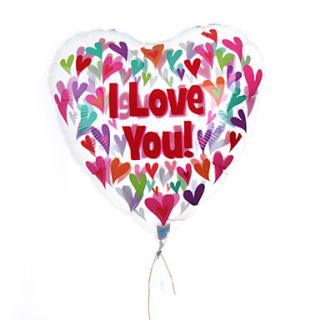 Transparent Heart Metallic Balloon With Multi Colored Heart Pattern