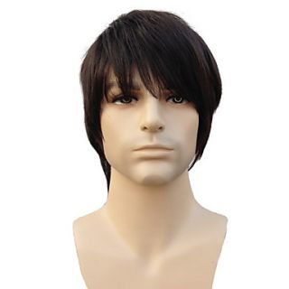 Capless High Quality Synthetic Short Straight Natural Black ManS Wigs