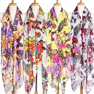 Colorful Big Size Flower Printed Voile Fabric Scarf