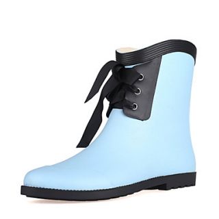 Rubber Womens Flat Heel Rain Boot Mid Calf Boots