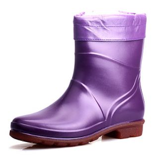 Rubber Womens Flat Heel Rain Boot Mid Calf Boots(More Colors)