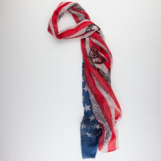 Americana Skull Scarf Red/White/Blue One Size For Women 231117371