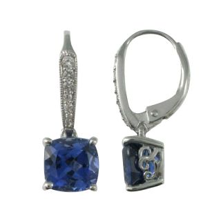 Lab Created Ceylon Blue & White Sapphire Earrings, Womens