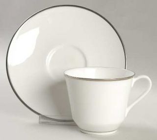 Royal Doulton Signet Flat Cup & Saucer Set, Fine China Dinnerware   All White W/