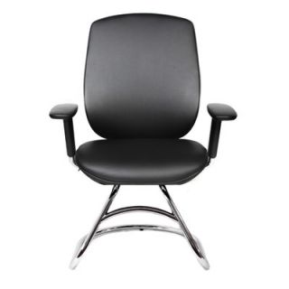 At The Office 1 Series Leather Guest Office Chair with T Armrests 1G BLBL PA