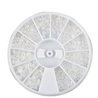 1PCS Wheel Mini Mixed Size White Pearl Nail Art Decoration