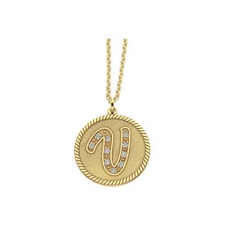 14K Gold Over Silver Initial Pendant, Yellow, Womens