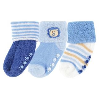Luvable Friends Infant Boys 3 Pair Socks   Blue 0 6 M