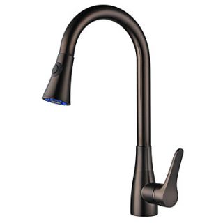 Traditional Oil rubbed Bronze Finish One Hole Single Handle Deck Mounted Rotatable Pullout Spray Kitchen Faucet