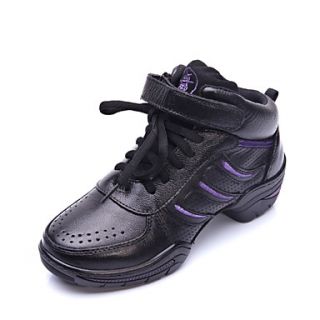 Womens Breathable Leather Upper Velcro Lace Ups Ballroom Modern Dance Shoes Dance Sneakers