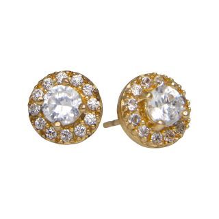 Cubic Zirconia Cluster Stud Earrings 14K Gold Over Sterling Silver, Womens