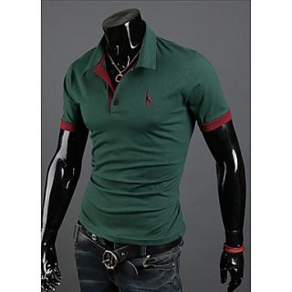 Langdeng Casual Short Sleeve Polo Shirt(Green)
