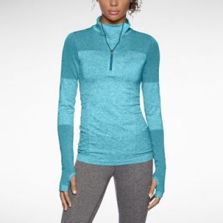 Nike Dri FIT Knit Long Sleeve Half Zip Womens Running Shirt   Gamma Blue