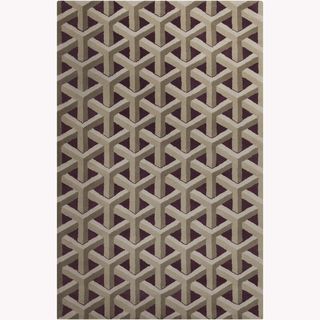 Allie Handmade Geometric Purple Wool Rug (5 X 76)