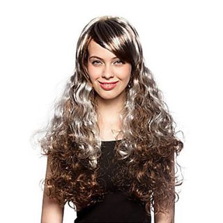 Fancy Ball Synthetic Party Wig SilverBrown Long Hair Wig Side Bang