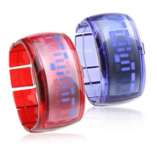 Pair of Bracelet Design Future Blue LED Wrist Watch   Blue Red