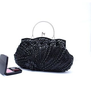 Kaunis WomenS Fashion Handmade Beaded Bag(Black)