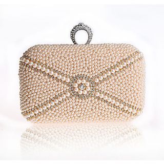 Jiminy Womens Simple Pearl Evening Clutch Bag(Champagne)