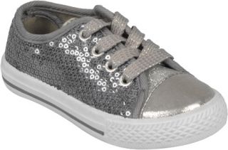Girls Journee Collection Sequined Lace up Shoes   Silver Casual Shoes