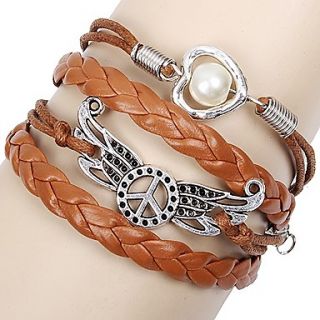 Shining Infinity Style Peace Love Handmade Leather Bracelet (Screen Color)