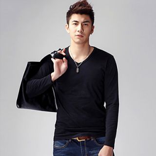 YiRANCP Mens New Style Solid Color Long Sleeve Shirt(Black)