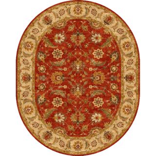 Tufted D95 Traditional Red/ Orange Wool Oval Rug (8 X 10)