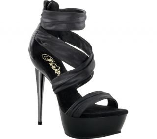 Womens Pleaser Impulse 558   Black Polyurethane Fabric/Black PVC Strappy Shoes