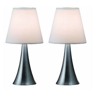 Simple Designs Mini Touch Table Lamp   White Shade   Set of 2   LT2014 WHT 2PK