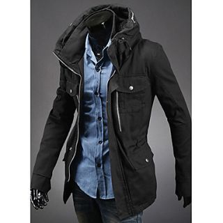 Aowofs Mens European Style Fashion Casual Fitted Jacket(Black)
