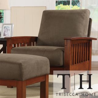 Tribecca Home Hills Mission style Oak And Olive Microfiber Accent Chair