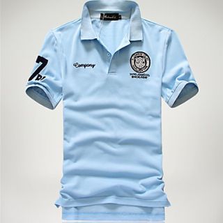 HKWB Casual Print Short Sleeve Polo Shirt(Blue)