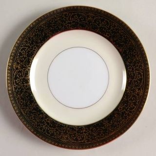 Wako 1402 Bread & Butter Plate, Fine China Dinnerware   Black, Gold Design