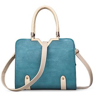 Miyue Womens Fashion Contrast Color Tote(Blue)