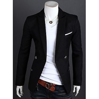 Aowofs Mens British Style Casual Suit Coat(Black)
