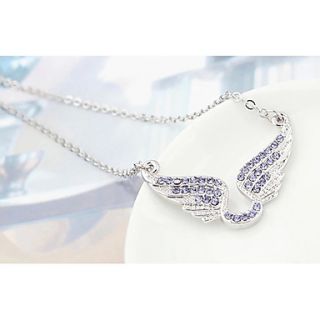 Xiaoguo Womens Elegant Cupid Wings Crystal Necklace(Screen Color)
