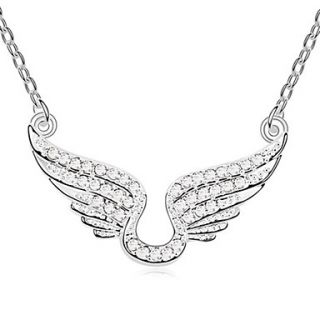 Xiaoguo Womens Delicate Cupid Wings Crystal Necklace(Screen Color)
