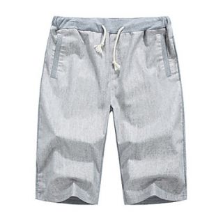 GBS Mens Spring Korean Cotton Slim Fit Cropped Pants(Light Gray)