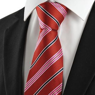 Tie New White Black Striped Red Mens Tie Necktie Wedding Party Holiday Gift
