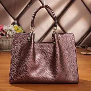 Womens Embossing Toothpick Pattern Platinum Genuine Cowhide Leather Handbag Totes