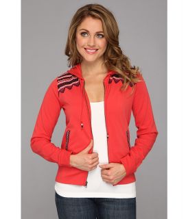 Lucky Brand Emb Zip Hoodie Womens Sweatshirt (Red)