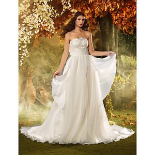 Sheath/Column Strapless Floor length Tulle Wedding Dress (618808)