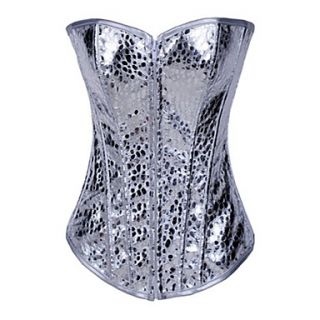 CAOJI Womens Sexy Silver Strapless Close Fitting Corset and T back